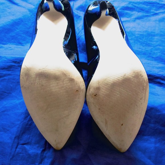 BLACK STILETTO HIGH HEELS-PATENT LEATHER-MINT CONDITION-ENZO ANGIOLINI-size 8-M - Picture 4 of 8